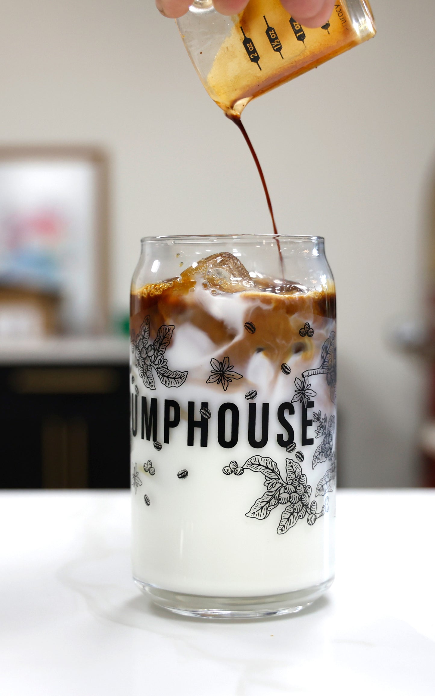 Can of Beans Glass with Bamboo Lid and Glass Straw